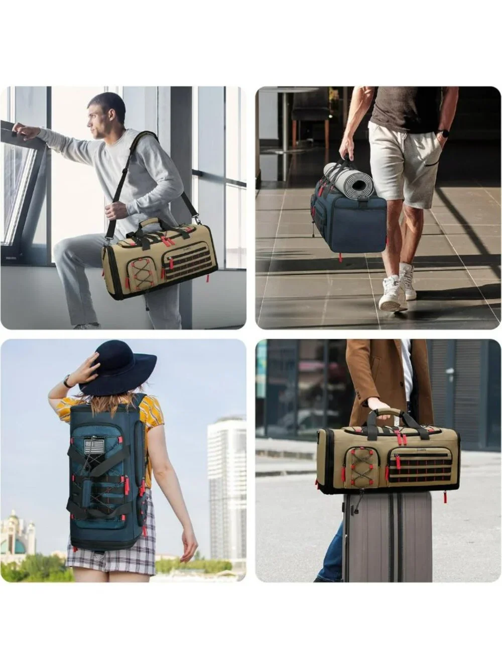 Expandable 45L-50L Sports Duffle Gym Bag for Men & Women - Versatile Travel Tote